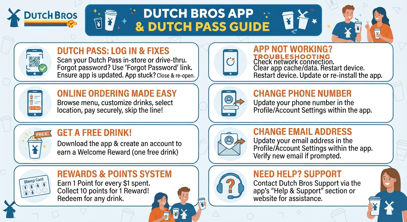 Dutch Pass & Dutch Bro App Guide: Login Fixes, Online Ordering, Free Drink, Rewards, Points, App Not